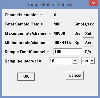 Sample rate or sampling interval