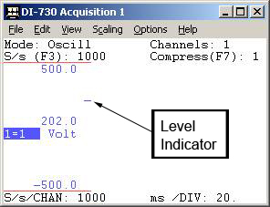 level indicator for frequency acquisition